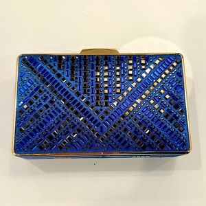 Cobalt blue with rhinestones square clutch purse by Charming Charlie